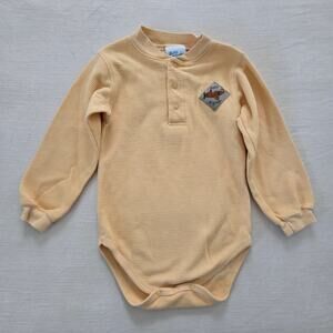 Vintage 90s Baby B'gosh Romper Yellow Airplane 24m